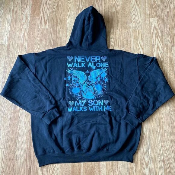Remembrance My Son Walks with Me Sneaker Hoodie Black 2XL - Picture 2 of 7
